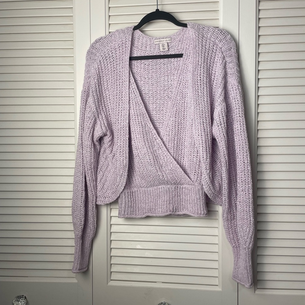 861. Sincerely Jules Fun & Flirty Lavender Knit Tank Crop Top w/Cardigan Sweater